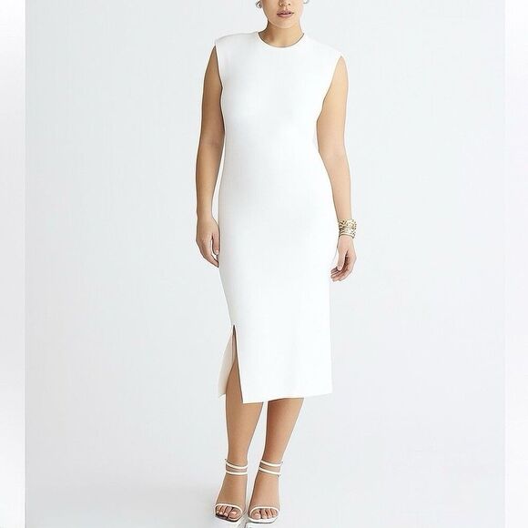 J. Crew Sweater Knit Midi Dress Size M Ribbed Front Slit Old Money Quiet Luxury - Picture 1 of 9